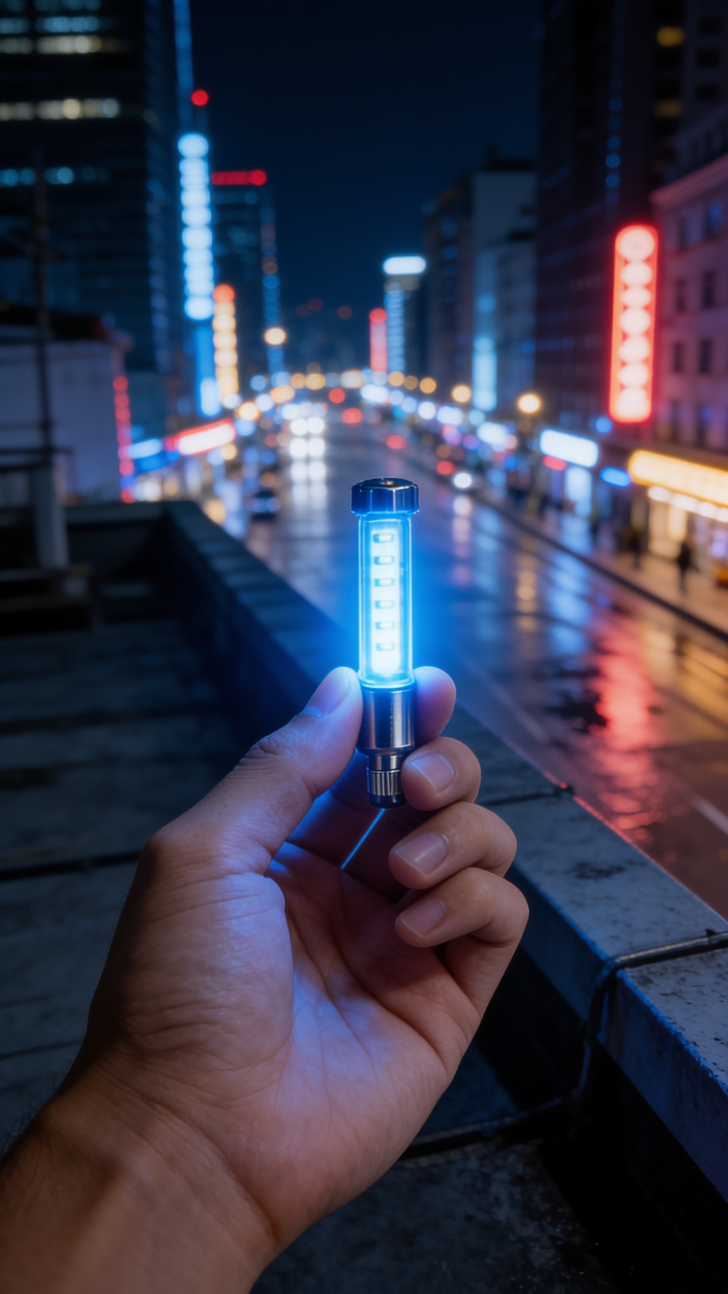 Noktra valve light in Neon Blue